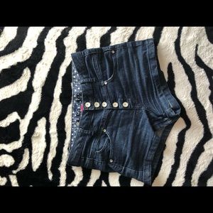 High Waisted Dark wash denim shorts